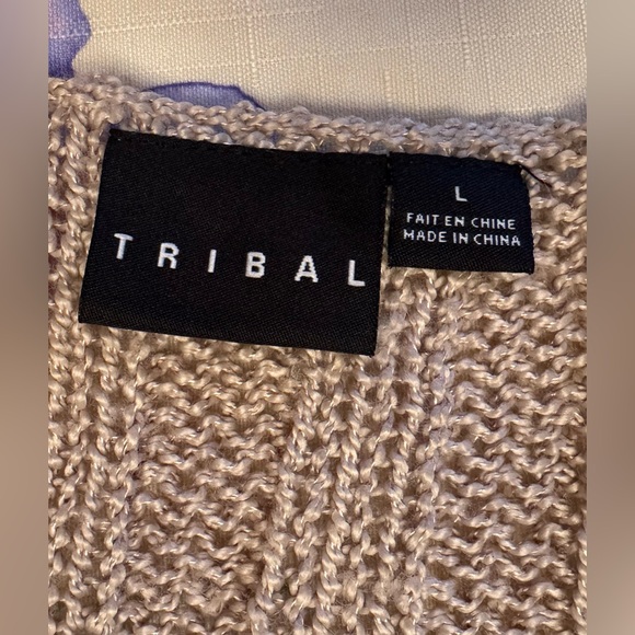 Tribal Shawl Collar Open Cardigan Woman’s Size L Coppery Beige - Picture 10 of 11